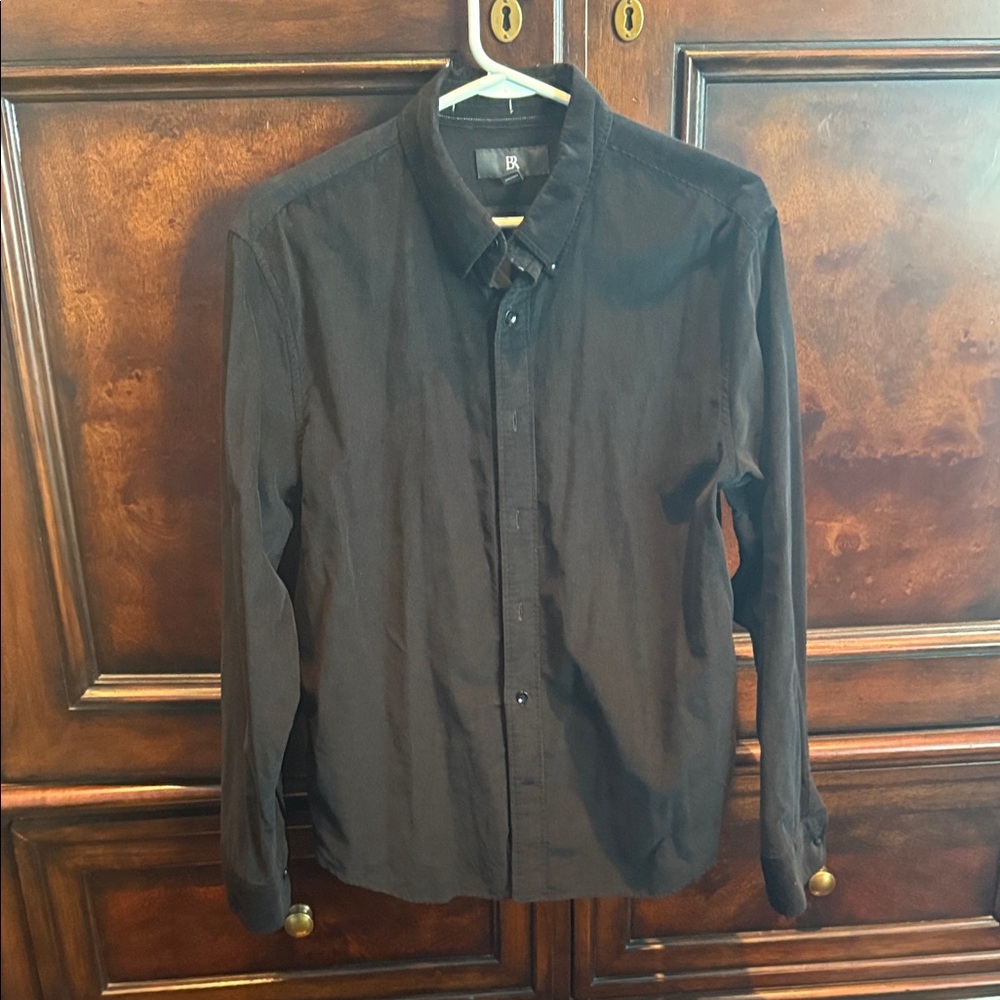 Banana Republic Men's Black Corduroy Button Down Shirt